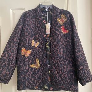Johnny Was French Leopard NWT REVERSIBLE quilted embroidered jacket size S